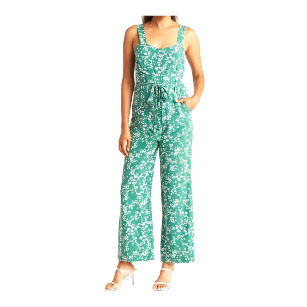 DR2 By Daniel Rainn Floral Green Jumpsuit